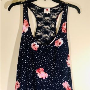 Polka dot floral tank top